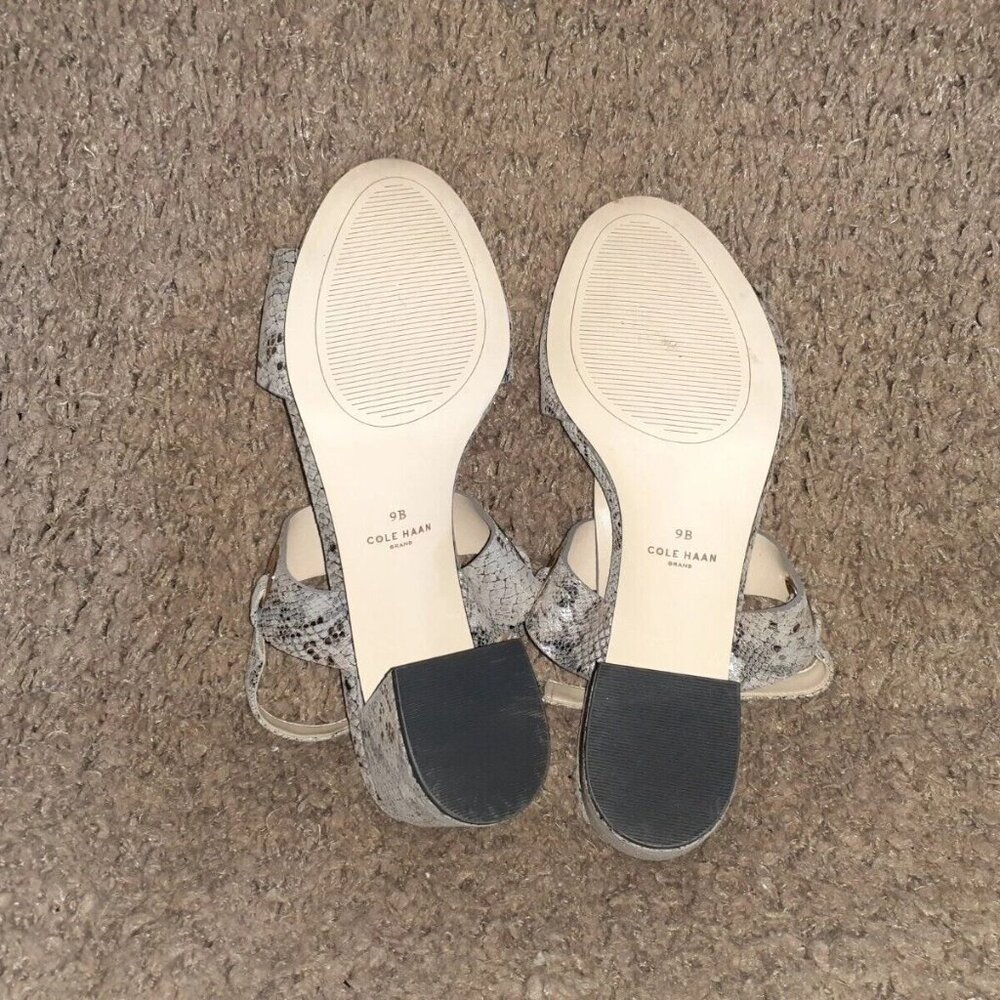 COLE HAAN-ADELE-Metallic Snakeskin Nubuck-Slingback Sandals-Sz 9B-Near Mint - Picture 7 of 7